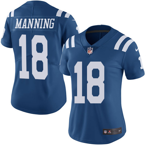 Indianapolis Colts #18 Limited Peyton Manning Royal Blue Nike NFL Women JerseyVapor Untouchable jerseys->youth nfl jersey->Youth Jersey
